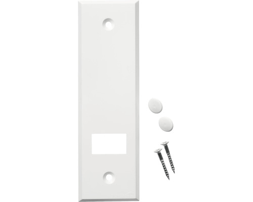 Abdeckung mit rechteckiger Aussparung, Schrauben und Abdeckkappen