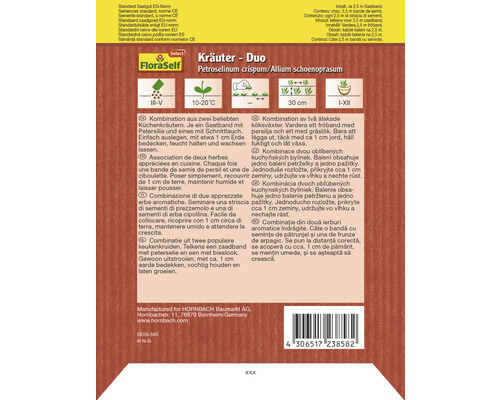 FloraSelf Kräuter Duo Packung mit Petersilie und Schnittlauch Samenband