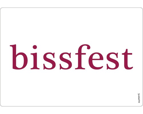 Küchenrückwand mySpotti pop Bissfest 590x410x2 mm bissfest Schriftzug