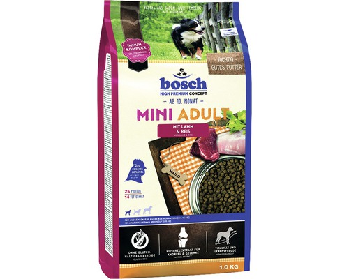 Hundefutter trocken Bosch Mini Adult Lamm & Reis 1 kg Bosch Mini Adult Hundefutter mit Lamm und Reis, 1 Kilogramm Packung
