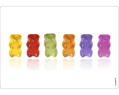 Küchenrückwand mySpotti pop Gummibärchen 590x410x2 mm Reihe von Gummibärchen