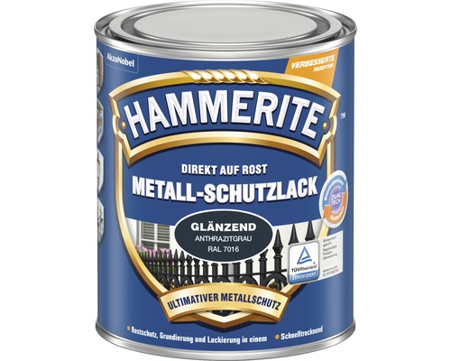Hammerite Metallschutzlack direkt auf Rost, anthrazitgrau, glänzend