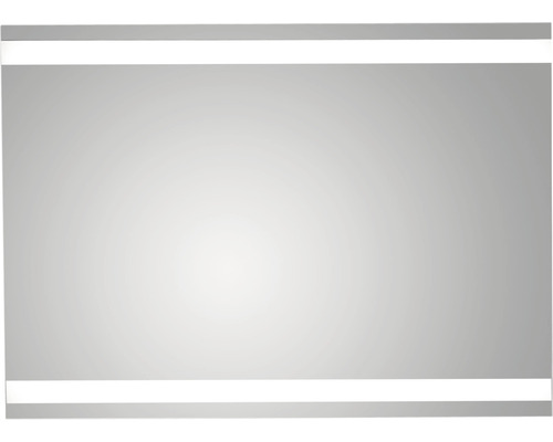 Rechteckiger Spiegel mit integrierter Beleuchtung oben und unten