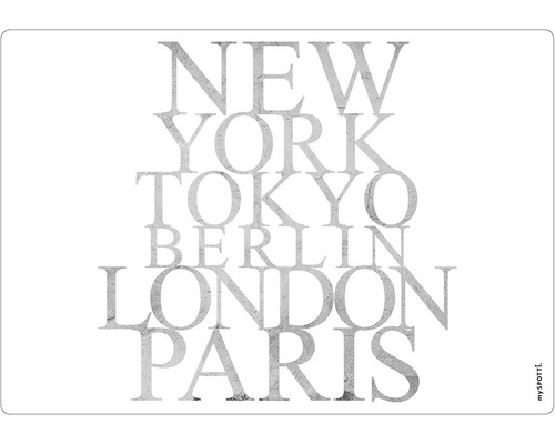 Küchenrückwand mySpotti pop New York 590x410x2 mm New York, Tokio, Berlin, London, Paris Schriftzug
