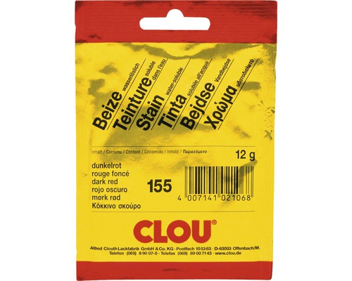 Clou Beize dunkelrot, wasserlösliche Holzbeize, 12 g Packung