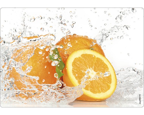 Küchenrückwand mySpotti pop Aqua-Orange 590x410x2 mm Orange mit Wasserspritzer