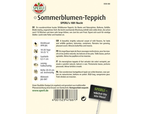 Sperli Sommerblumen Teppichsamen für Beete, Naturgärten, Balkone und Gefäße