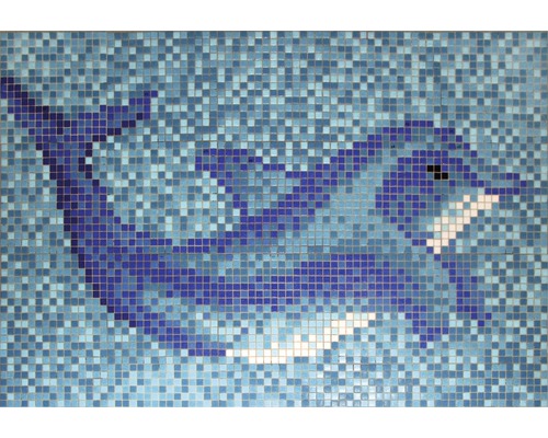 Glasmosaik GMK37 Delphin 110,0x160,0 cm blau weiß