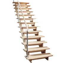 Holztreppe mit Edelstahlgeländer