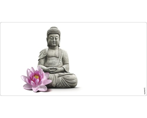 Badrückwand mySpotti Aqua Buddha 900x450x2 mm 150906 weiß Dekoration Buddha Figur mit Lotusblume