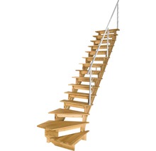 Holztreppe mit Metallgeländer für den Innenbereich