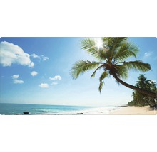 Strand mit Palmen und blauem Himmel