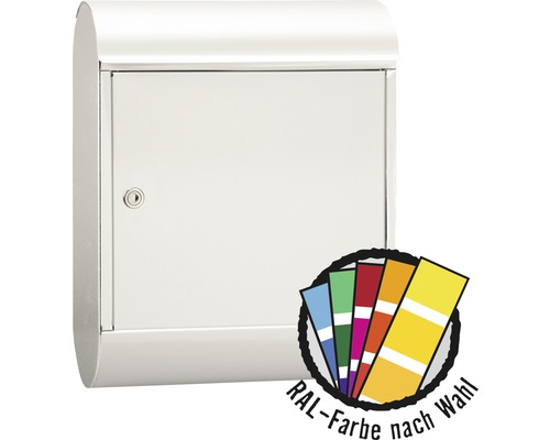 MEFA Briefkasten Stahl pulverbeschichtet BxHxT 340/430/150 mm MEFA Topaz 844 in RAL Sonderfarbe nach Wunsch mit Zeitungsrohr Entnahme vorne-0