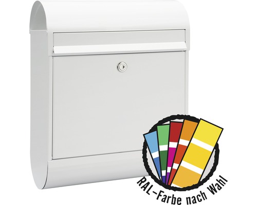 MEFA Briefkasten Stahl pulverbeschichtet BxHxT 350/450/150 mm MEFA Ruby 866 in RAL Sonderfarbe nach Wunsch Entnahme vorne mit Klappe + Zeitungsrolle