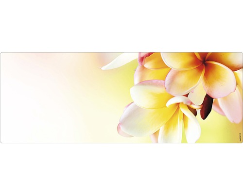 Badrückwand mySpotti Aqua Hawaii 1200x450x2 mm 151210 gelb Dekoratives Motiv mit Blüten für verschiedene Anwendungen
