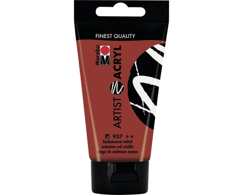Marabu Acrylfarbe Artist Acryl kadmiumrot mittel 937 75 ml Tube Künstler-Acrylfarbe Kadmiumrot mittel