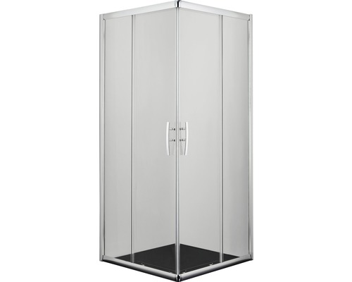 Quadratische Duschkabine mit Klarglas und zwei Türen