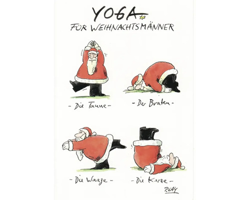 Illustration von Weihnachtsmännern, die Yoga machen