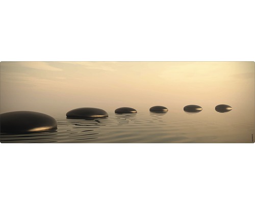 Badrückwand mySpotti Aqua stone 1400x450x2 mm 151400 beige Dekoratives Wandbild mit Steinen auf Wasser