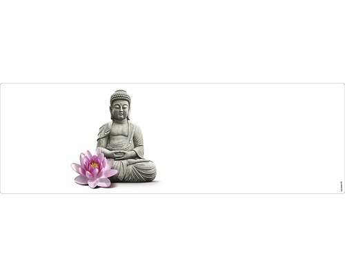 Badrückwand mySpotti Aqua Buddha 1400x450x2 mm 151406 weiß Buddha Statue mit Lotusblume