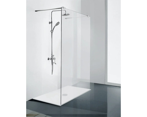 Raumdusche Sanotechnik Elegance Walk-In 1400x1950 mm Echtglas Klar hell chromoptik