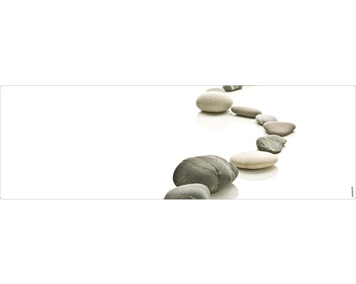 Badrückwand mySpotti Aqua Weg 1400x450x2 mm 151407 weiß Dekorative Steine aufgereiht