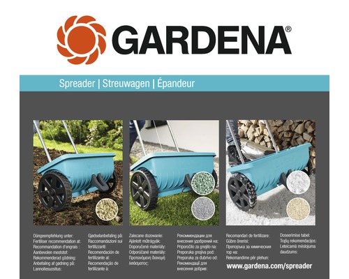 Gardena Streuwagen für Dünger, Saatgut und Streusalz