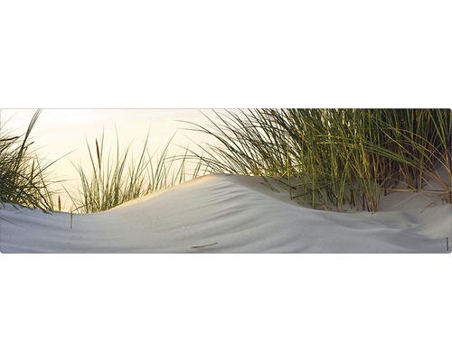 Badrückwand mySpotti Aqua Dune 1400x450x2 mm 151422 weiß grün Strandhafer auf einer Sanddüne