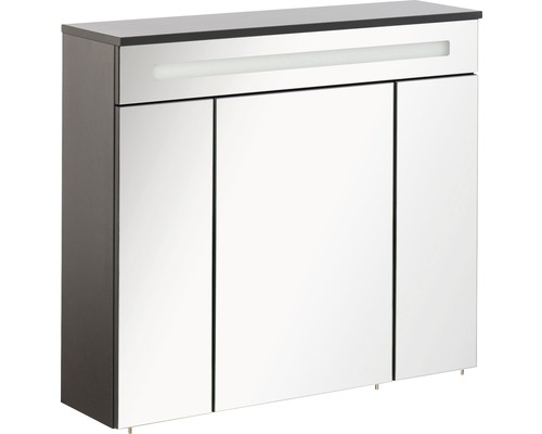 LED-Spiegelschrank Fackelmann Kara 3-türig 80x70x22,5 cm anthrazit-0