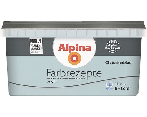 Alpina Farbrezepte Innendispersionsfarbe Gletscherblau, matt, 1 Liter