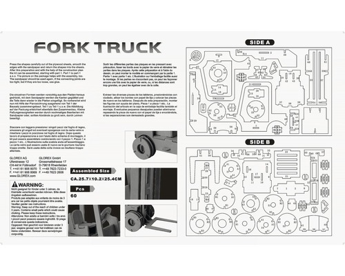 Glorex Gabelstapler Bastelset mit 60 Teilen und Anleitung