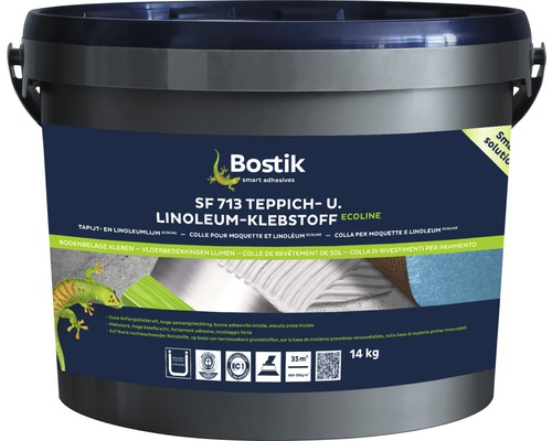 Bostik SF 713 Teppich- und Linoleum-Klebstoff Ecoline 14 kg Bostik SF 713 Teppich- und Linoleumklebstoff in einem Eimer mit 14 Kilogramm Inhalt