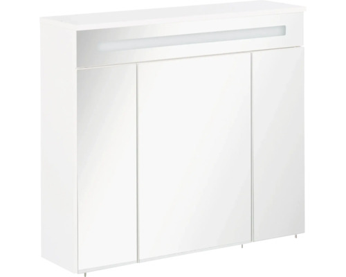 LED-Spiegelschrank Fackelmann Kara 3-türig 80x70x22,5 cm weiß Weißer Badezimmerschrank mit drei Türen und Beleuchtung