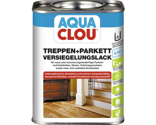 AQUACLOU Treppen- und Parkettversiegelung L10 750 ml Aqua Clou Treppen plus Parkett Versiegelungslack Dose