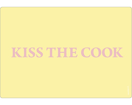 Küchenrückwand mySpotti pop Vanilla Kiss 590x410x2 mm Küche Fußmatte mit dem Text Küss den Koch