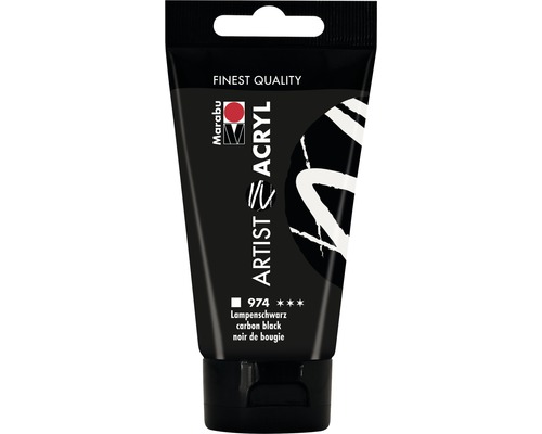 Marabu Acrylfarbe Artist Acryl lampenschwarz 974 75 ml Tube mit schwarzer Acrylfarbe