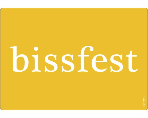 Küchenrückwand mySpotti pop Bissfest curry 590x410x2 mm Bissfest Schriftzug