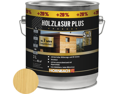HORNBACH Holzlasur Plus farblos 3 l (20 % Gratis!)