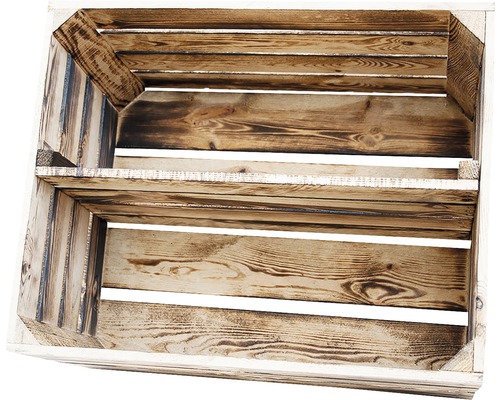 Holzkiste mit Regalboden