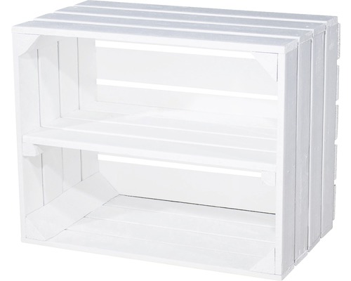 Weisse Holzkiste mit Zwischenboden zur Aufbewahrung und Organisation