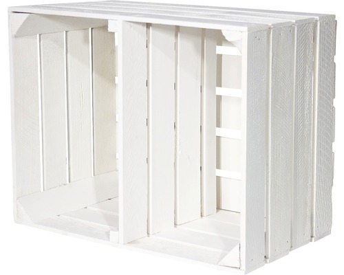 Weisse Holzkiste mit zwei Fächern zur Aufbewahrung