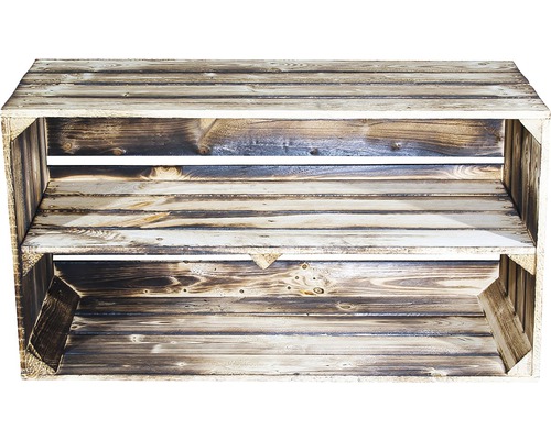 Holzkiste mit Regalboden