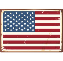 Metallschild mit amerikanischer Flagge