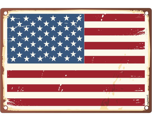 Küchenrückwand mySpotti pop United States 590x410x2 mm Metallschild mit amerikanischer Flagge