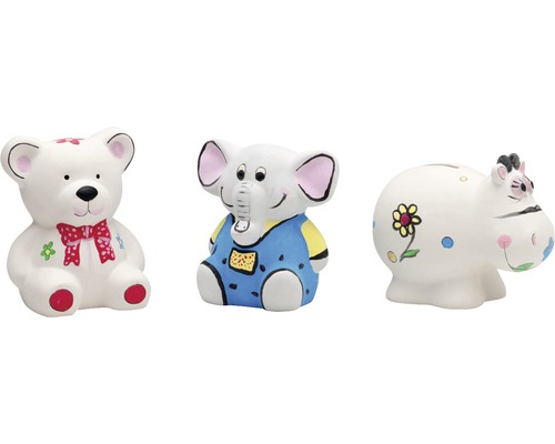 Spardosen Set mit Bär, Elefant und Nilpferd