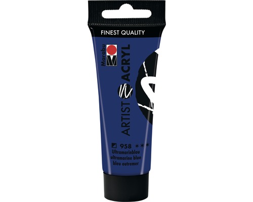 Marabu Acrylfarbe Artist Acryl ultramarinblau 958 22 ml Tube mit ultramarinblauer Künstler-Acrylfarbe