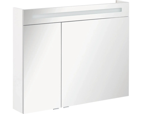 LED-Spiegelschrank Fackelmann B.clever 2-türig 90x71x16 cm weiß Weißer Spiegelschrank mit Beleuchtung