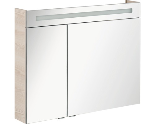LED-Spiegelschrank Fackelmann B.clever 2-türig 90x71x16 cm beige Spiegelschrank mit zwei Türen und Beleuchtung