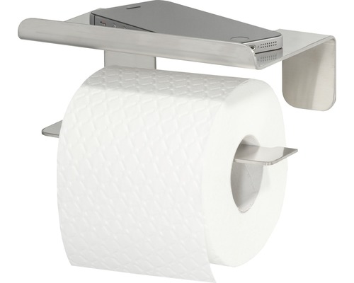 Toilettenpapierhalter aus Edelstahl mit Ablage für Mobiltelefon und Toilettenpapierrolle