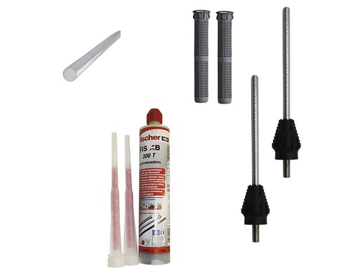 Montageset für Vordach Hermine Small 1 Achse mit Wärmedämmverbundsystem 60-170 mm Fischer Injektionsmörtel-Set mit Zubehör